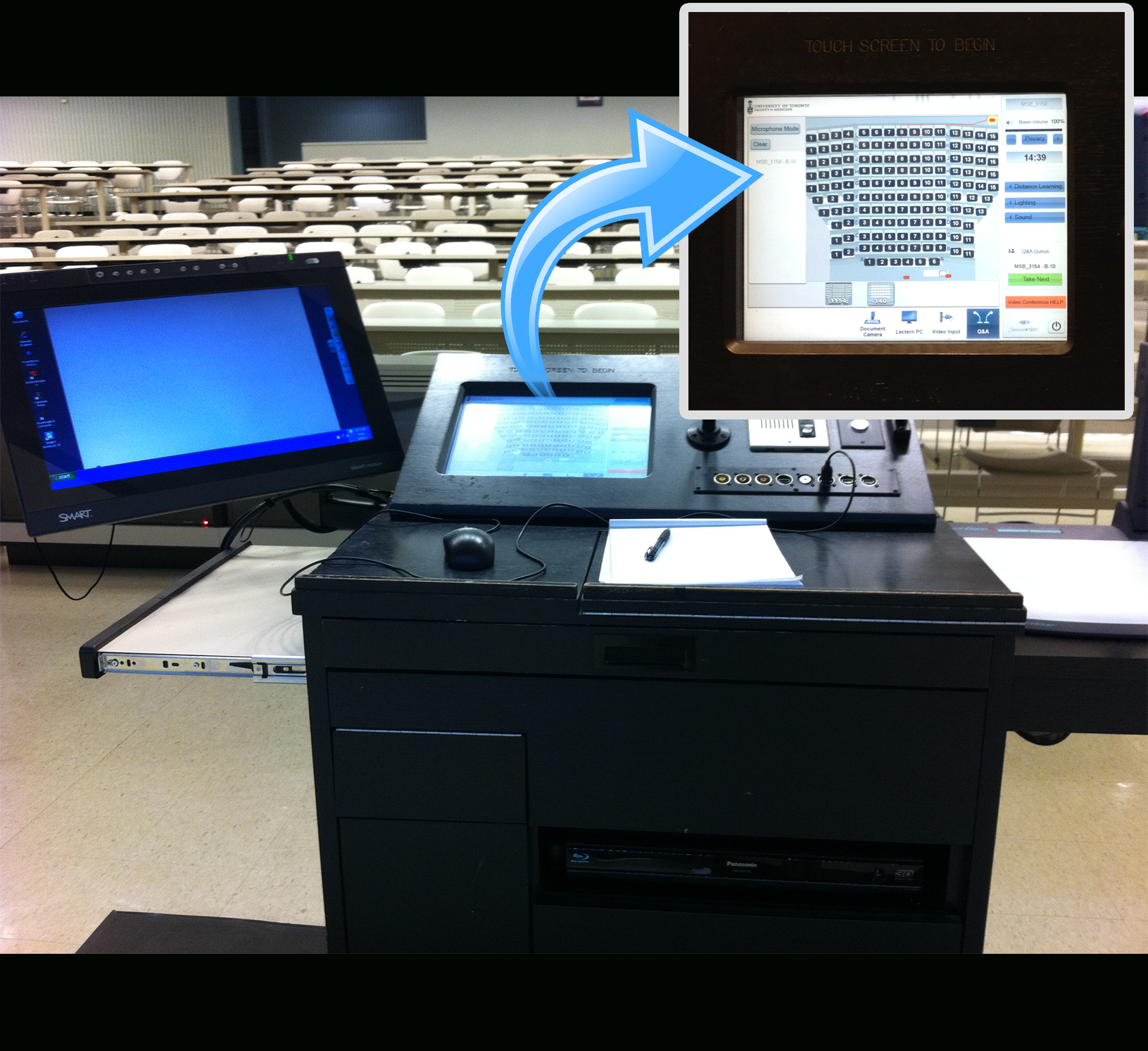 Lectern with Touch Panel Callout Lectern with touch panel callout